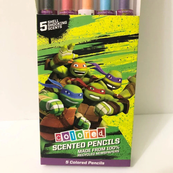 TMNT  Ninja Turtles Coloured Scented Pencils 5 Pack - Picture 2 of 16